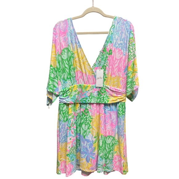 Lilly Pulitzer NWT Parigi Knit Green Yellow Pink Floral Romper Dress - Picture 5 of 9